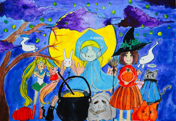 vẽ tranh đề tài lễ hội Halloween 